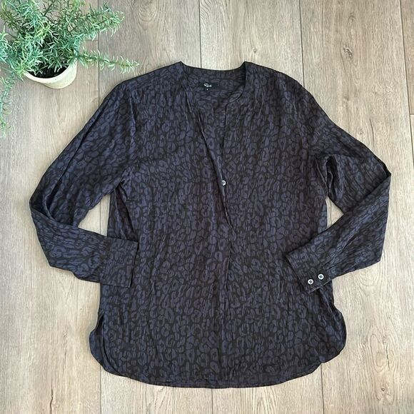 RAILS GRAY AND BLACK CHEETAH PRINT BLOUSE SIZE SMALL EUC - Picture 1 of 5